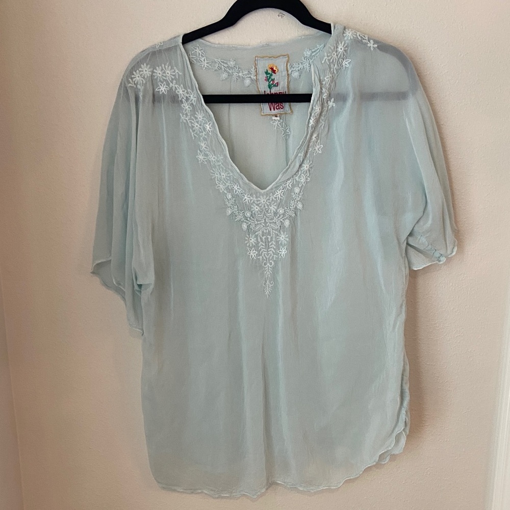 Johnny Was Sea Green Embellished Tunic